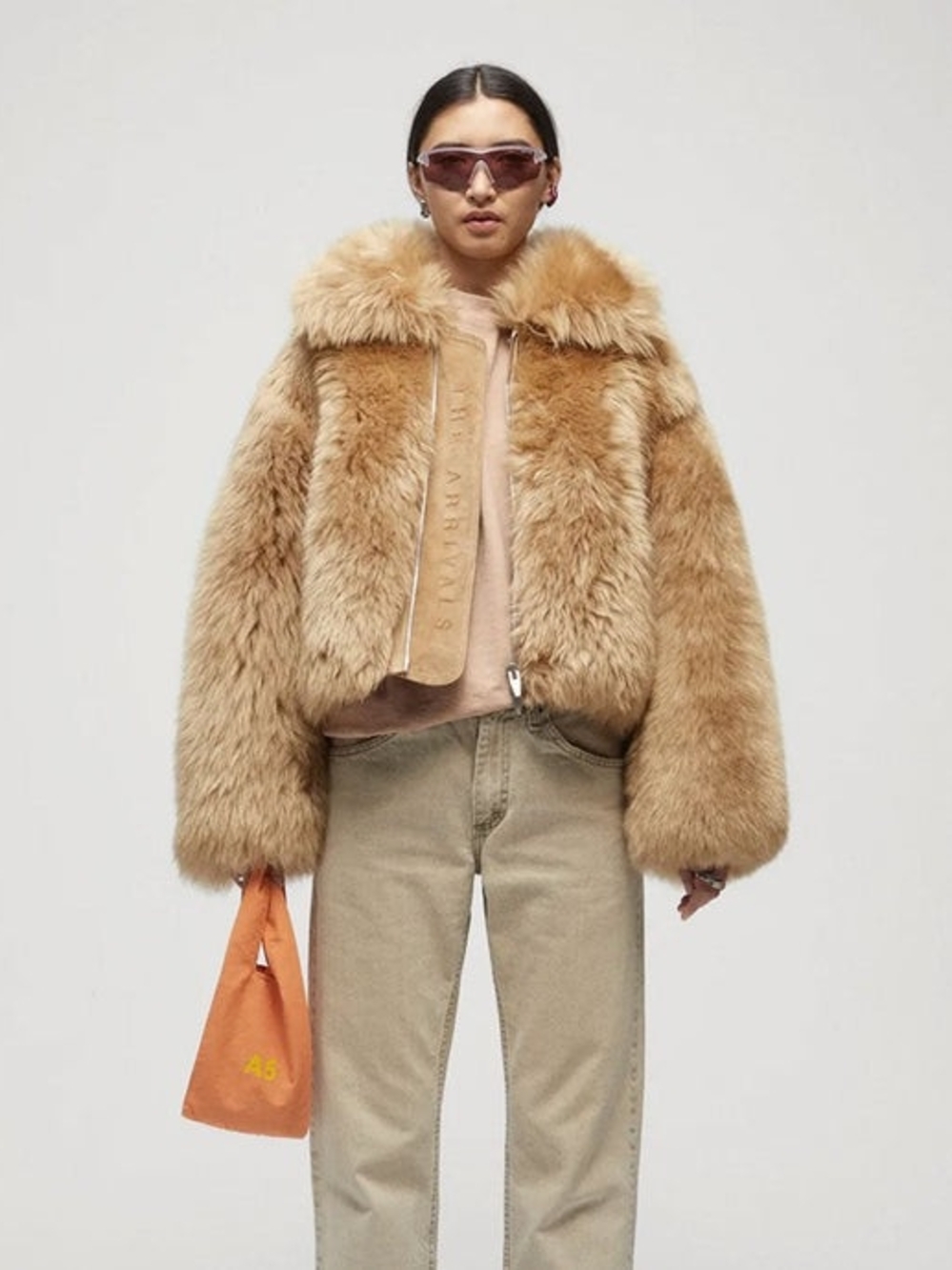 Lux Faux-Fur Teddy Jacket in Camel